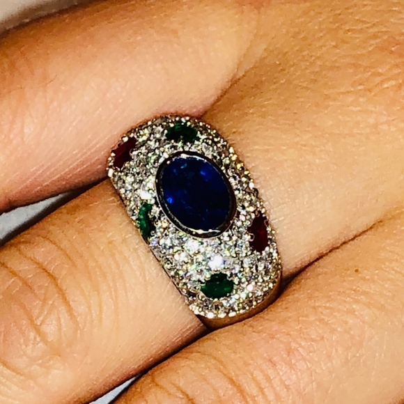 14k Ladies Pave' Diamond, Sapphire, Ruby Emerald - Picture 5 of 5